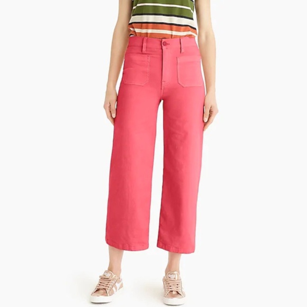 J Crew Point Sur Wide Leg Crop Pant Vintage Rose